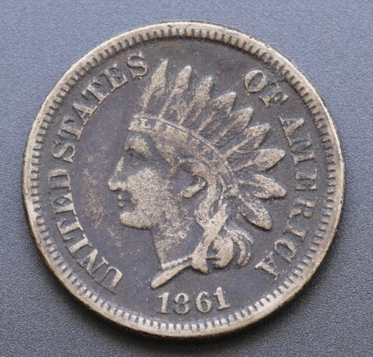 1861 Indian Head Cent Copper Nickel • Full LIBERTY - Civil War Era