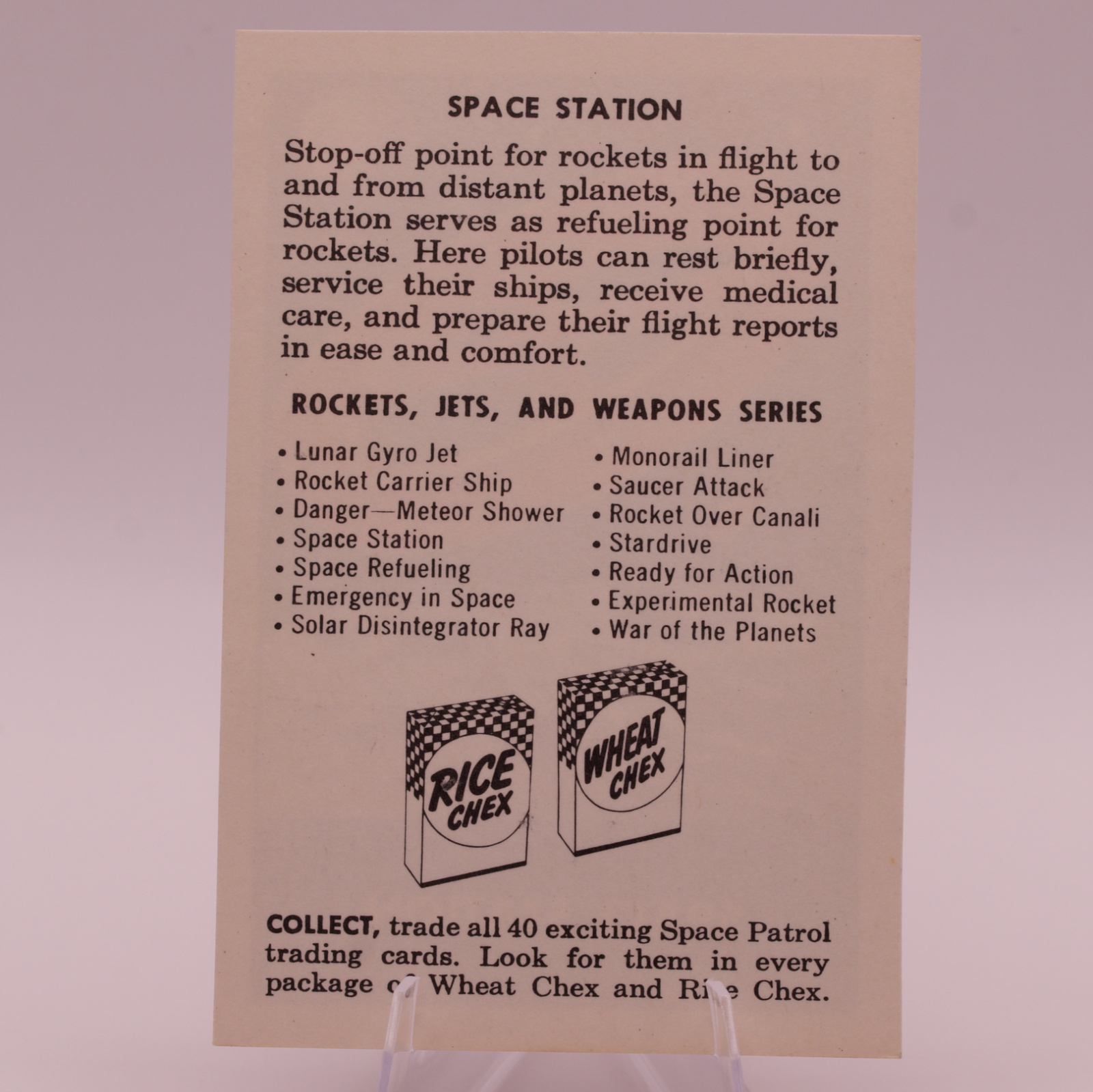 1953 Ralston Purina Space Patrol Space Station F280-3 Chex Cereal Card Sci-Fi