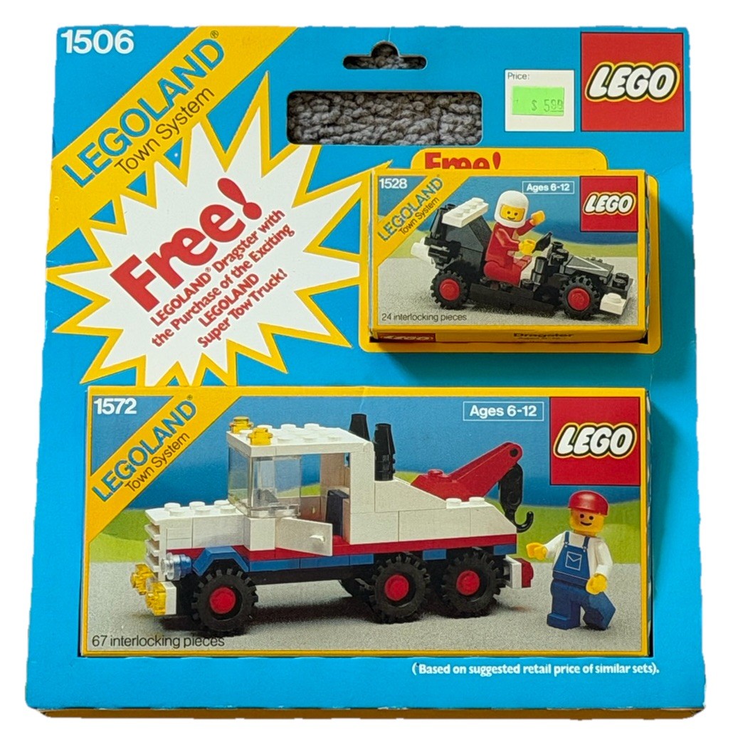 LEGO 1506 Main Street Value Pack Legoland Town 1528 Dragster + 1572 Tow Truck 