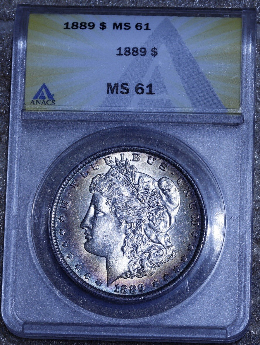 1889 Morgan $1 ANACS MS61 • Original Mint State • Lightly Toned Silver Coin