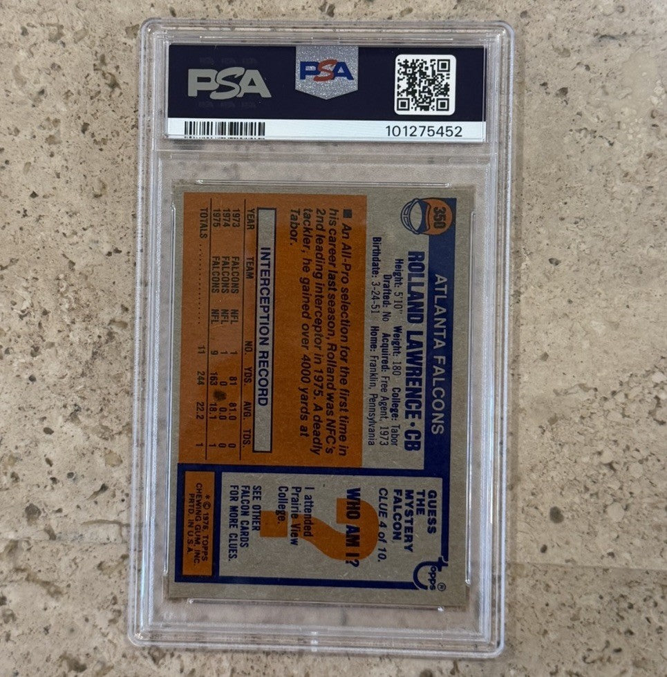 1976 Topps #350 Rolland Lawrence PSA 8 NM-MT Atlanta Falcons Vintage Football