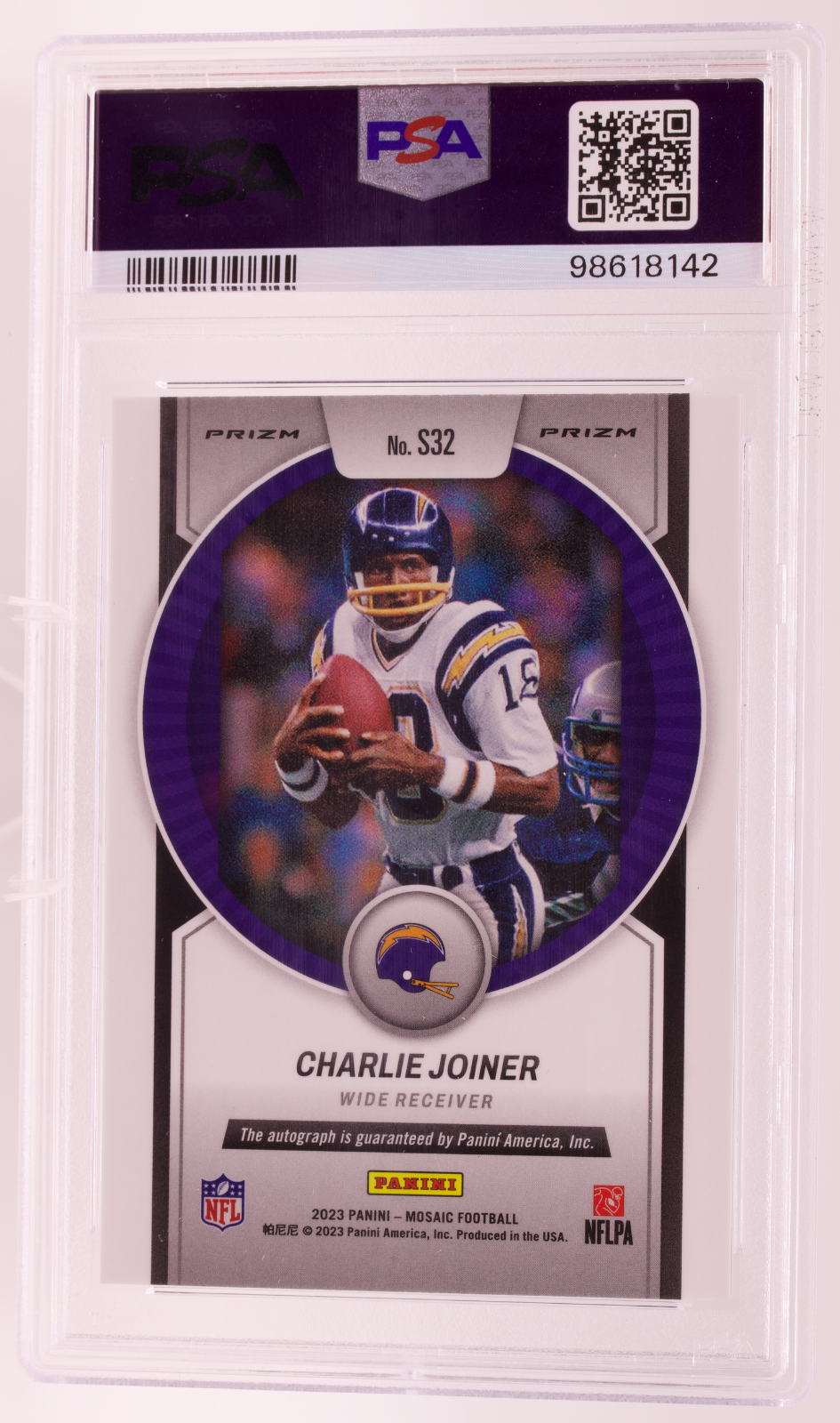 2023 Panini Mosaic Scripts #S32 Charlie Joiner Auto PSA 10 GEM MT Chargers HOF