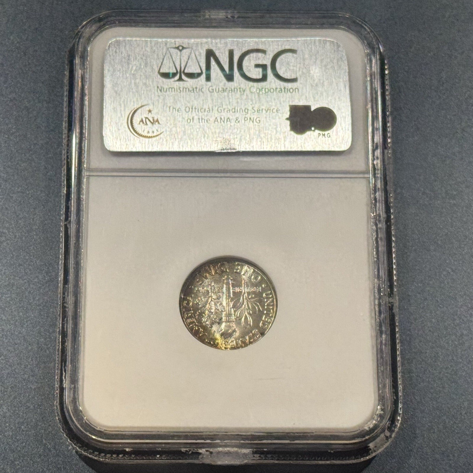1964-D Roosevelt Dime MS66 NGC • Rainbow Toned • Final Year of 90% Silver