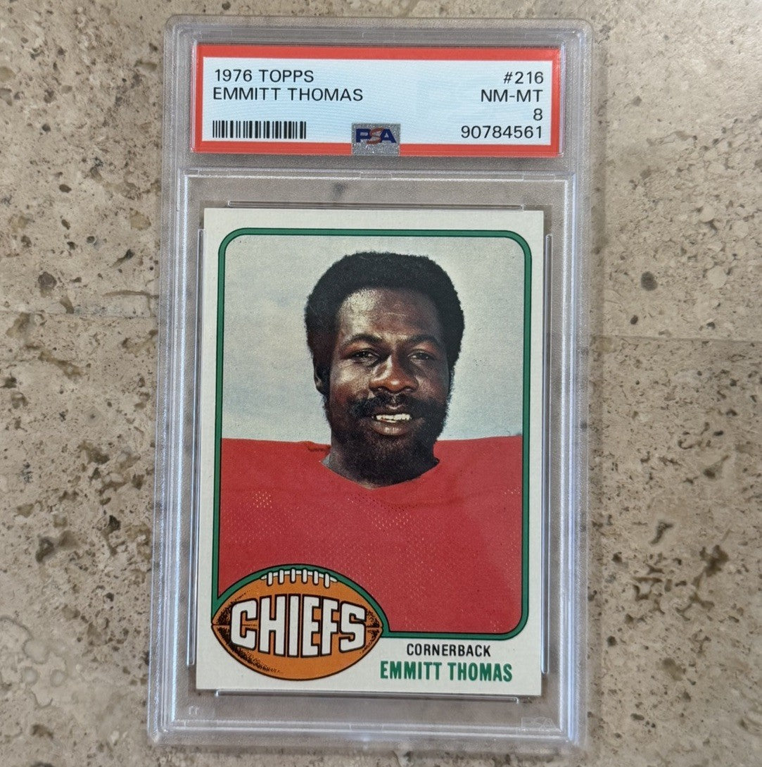 1976 Topps #216 Emmitt Thomas PSA 8 NM-MT Kansas City Chiefs HOF Cornerback