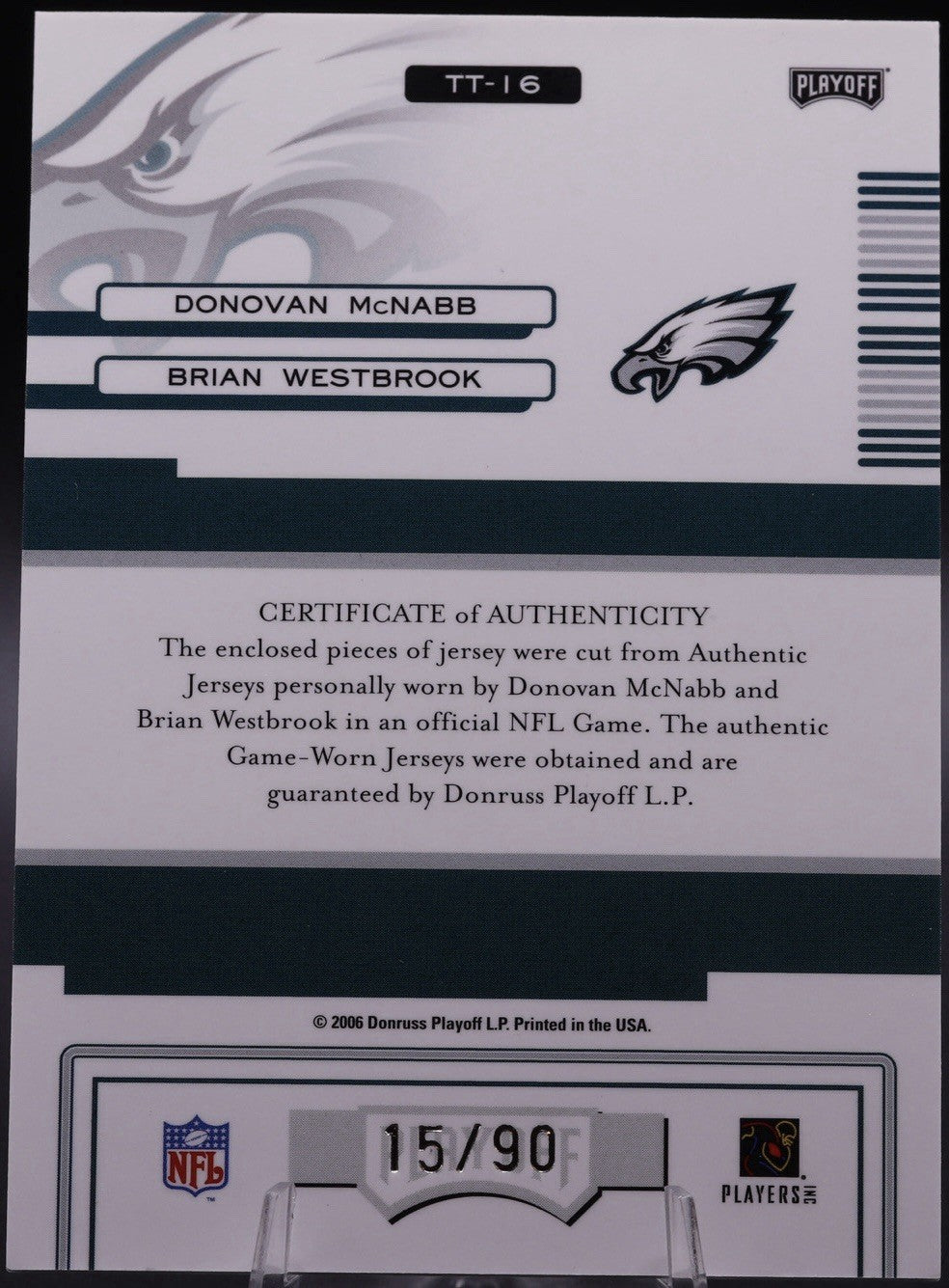 2006 Absolute Team Tandems McNabb Westbrook Jersey Relic /90 • Eagles Game Worn