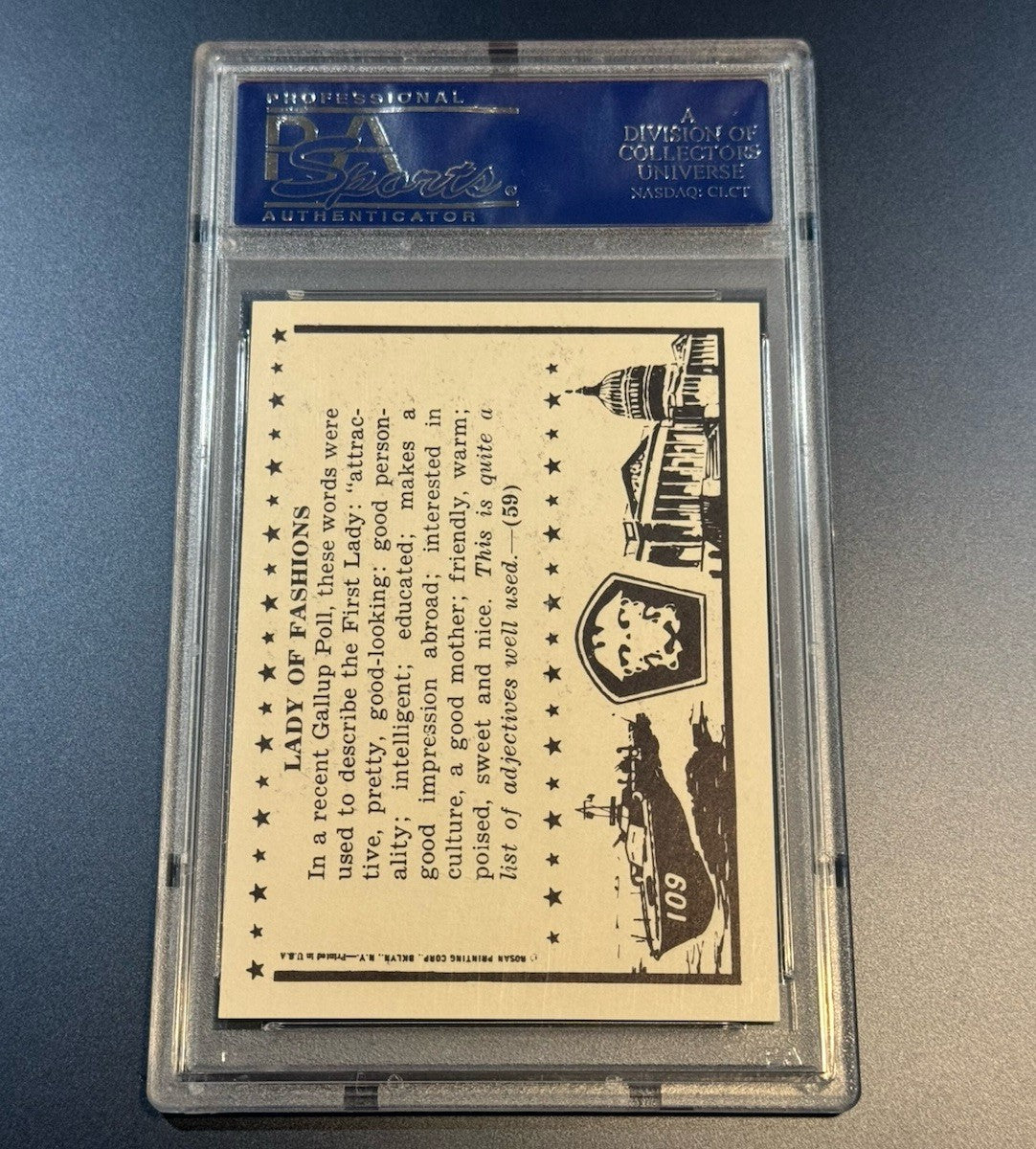 1963 Rosan JFK #59 Lady of Fashion • PSA 8 NM-MT • Jackie Kennedy Style Icon