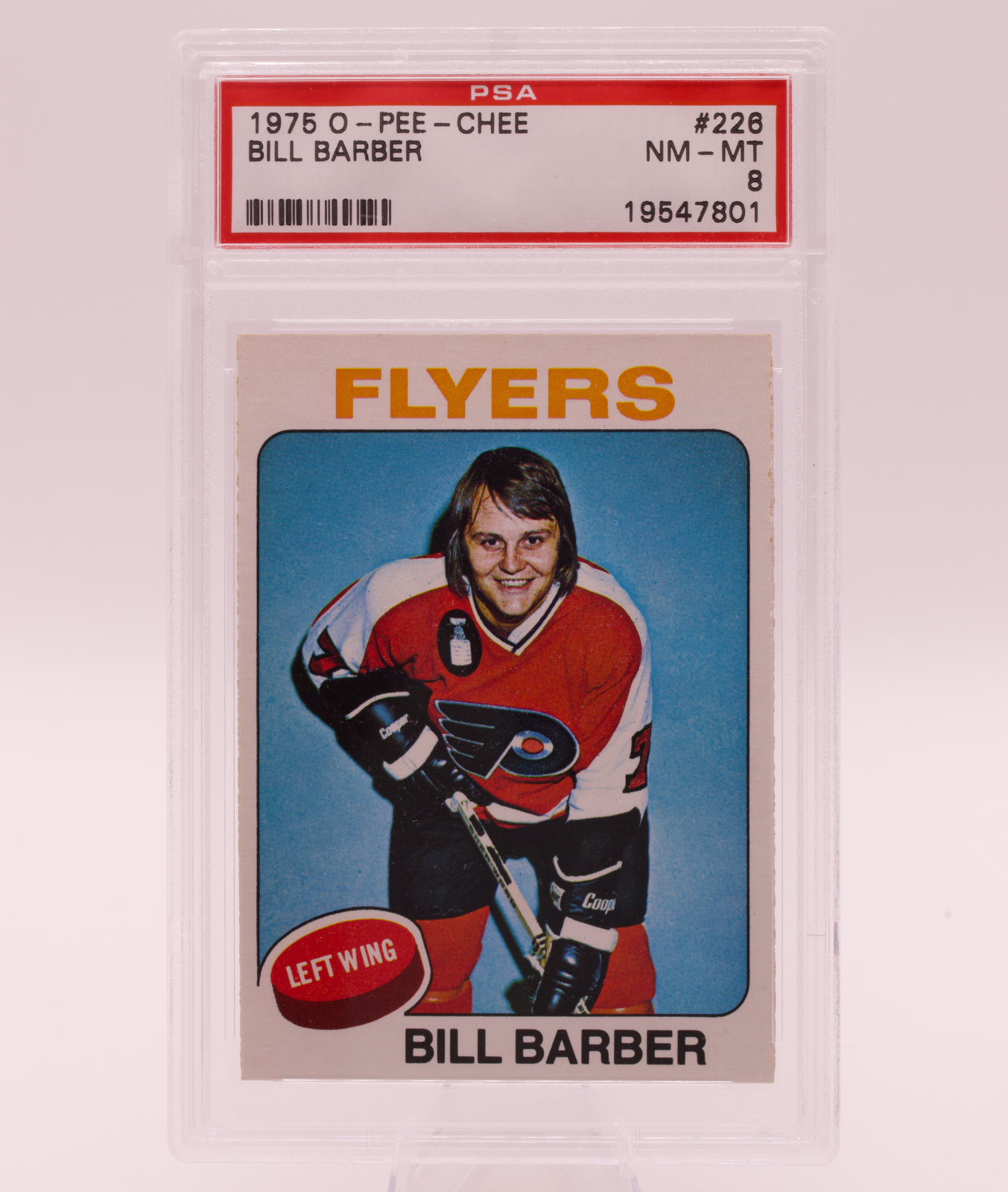 1975 O-Pee-Chee #226 Bill Barber PSA 8 NM-MT Philadelphia Flyers HOF Left Wing
