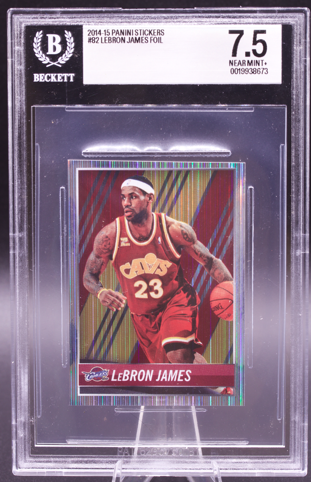 2014-15 Panini European Sticker LeBron James #82 Foil BGS Holder 7.5 NM+ Cavs