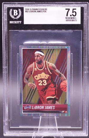 2014-15 Panini European Sticker LeBron James #82 Foil BGS Holder 7.5 NM+ Cavs