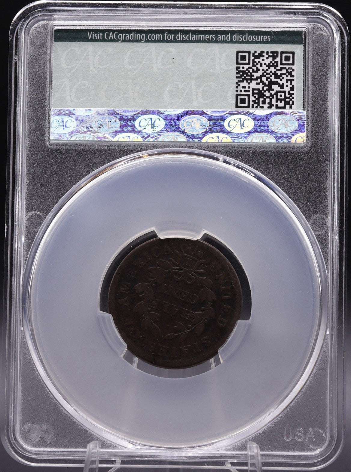 1804 Draped Bust Half Cent CAC G Details Damage Crosslet 4 Stems Early US Coin