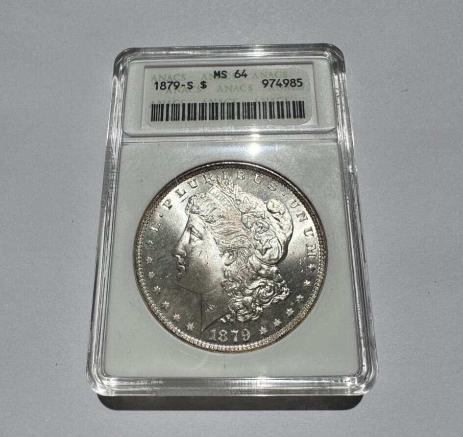 1879-S Morgan Silver Dollar – ANACS Certified MS64  – Brilliant Uncirculated