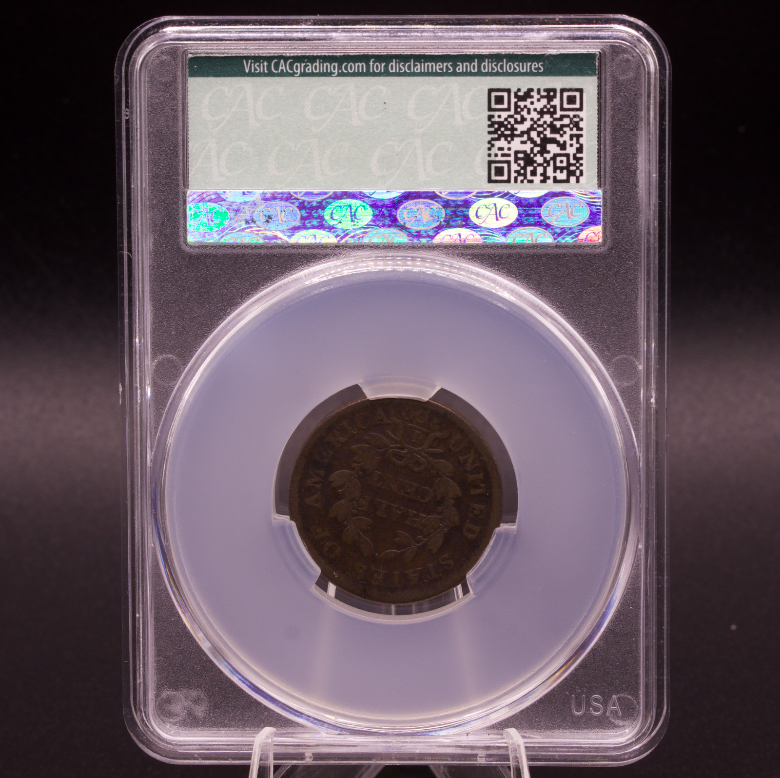 1804 Draped Bust Half Cent Crosslet 4 Stems CACG G Details Damage 1/2C Copper