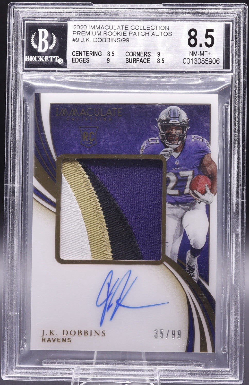2020 Immaculate Prem RPA J.K.  Dobbins Ravens  /99 BGS  8.5 Auto  10  #9