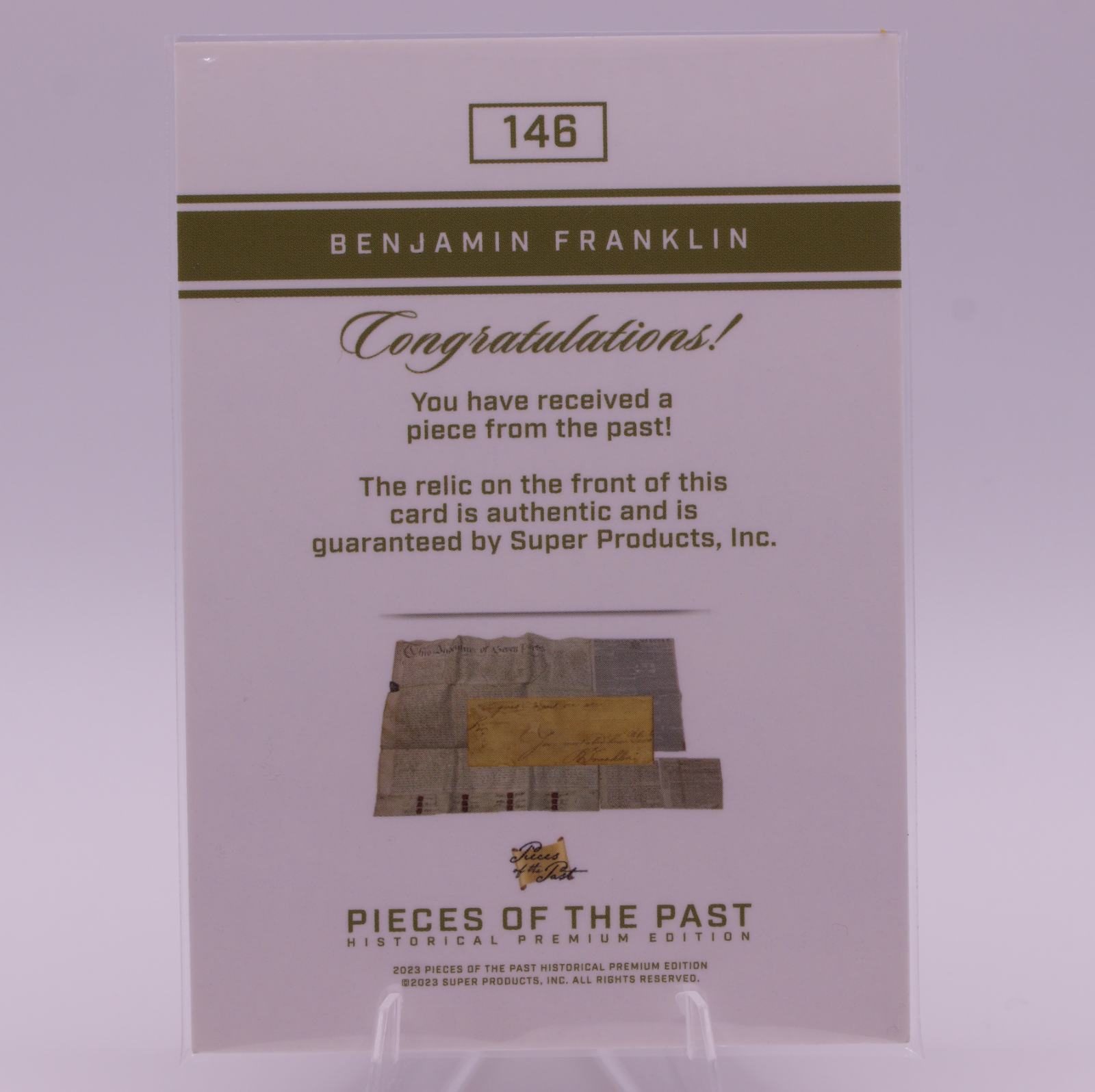 Benjamin Franklin Authentic Relic Card /10 Pieces of the Past #146 Founding