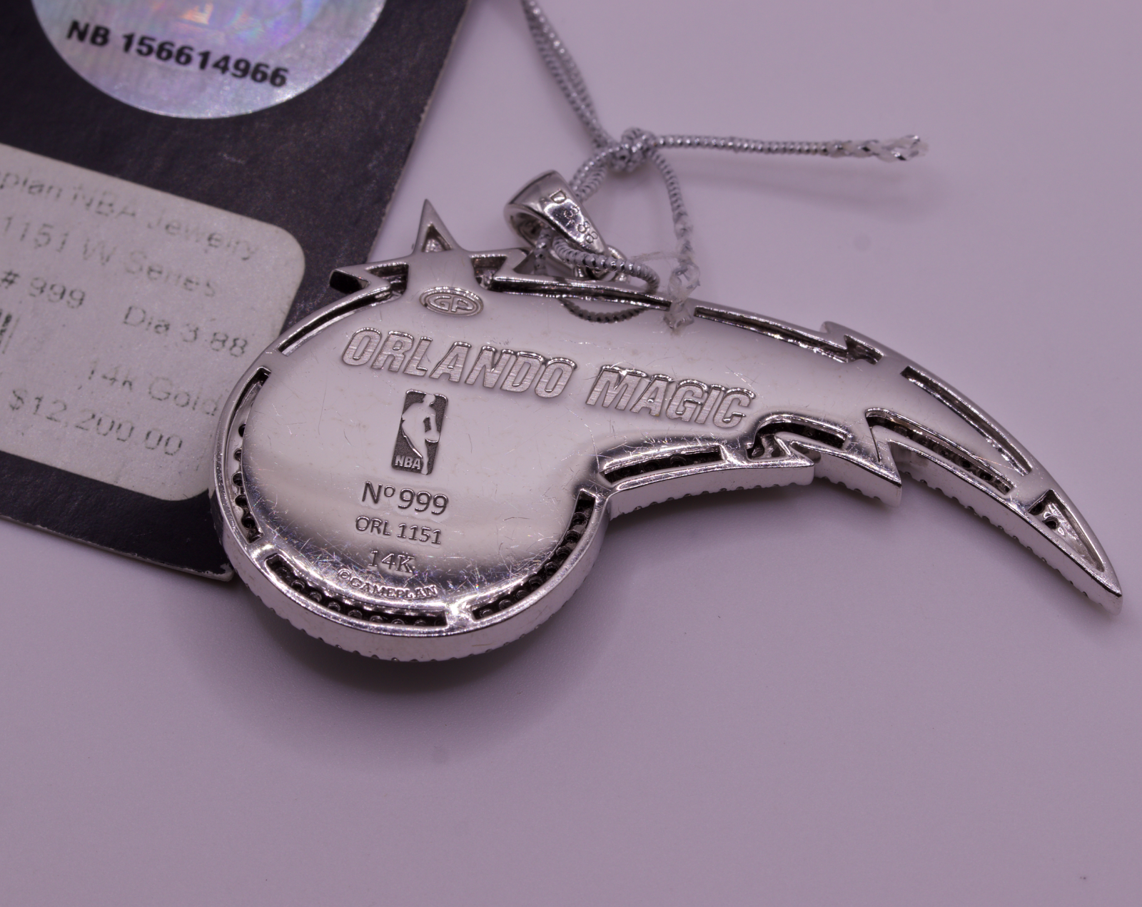Orlando Magic Gameplan NBA Pendant 14K White Gold 3.88ctw Diamonds