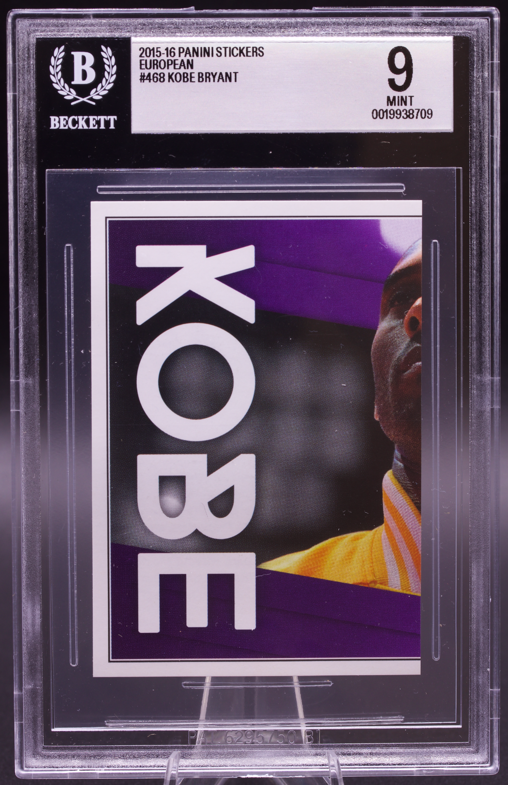 2015-16 Panini European Sticker Kobe Bryant #468 New BGS Holder 9 Mint Lakers