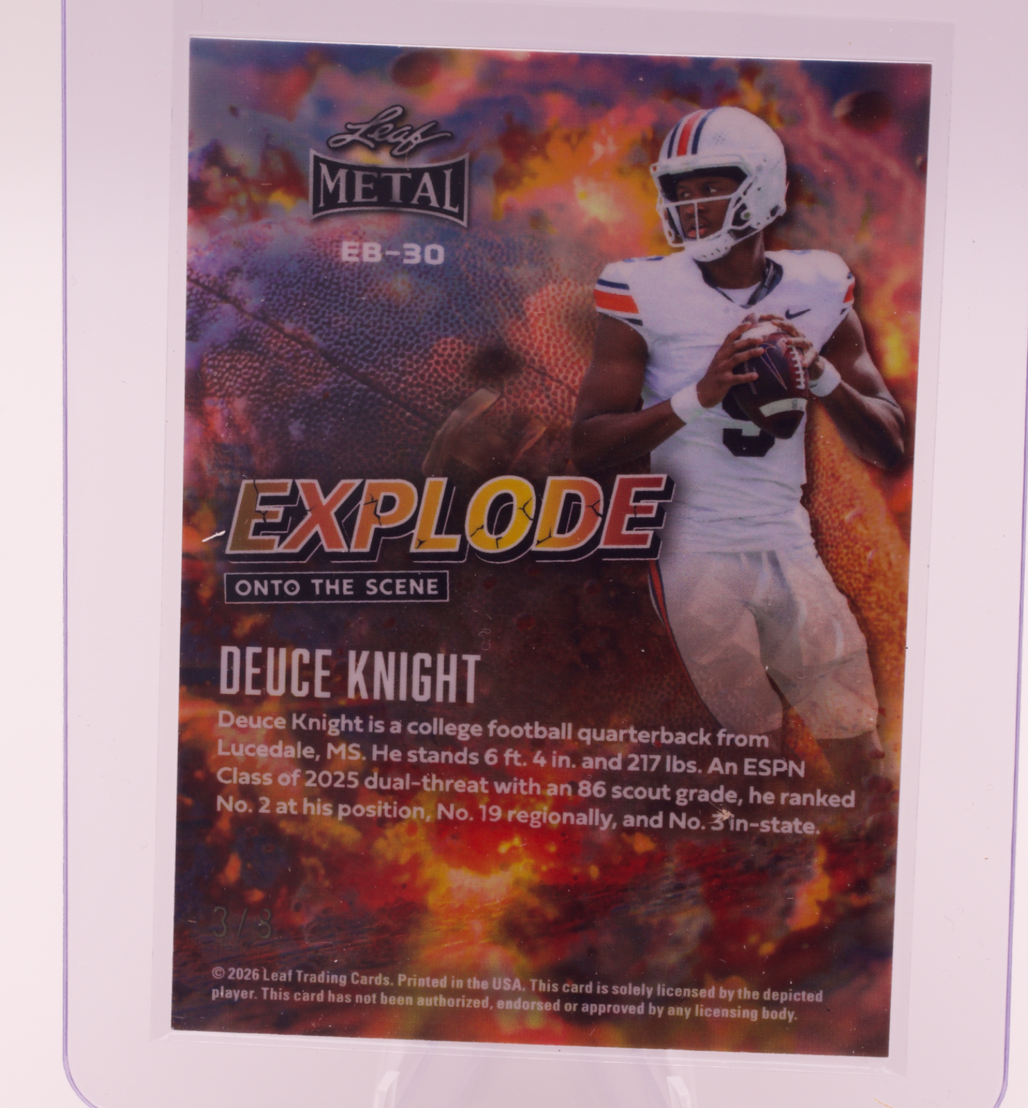 2026 Leaf Metal Explode Deuce Knight /8 Ole Miss Rebels Auburn Tigers QB Card