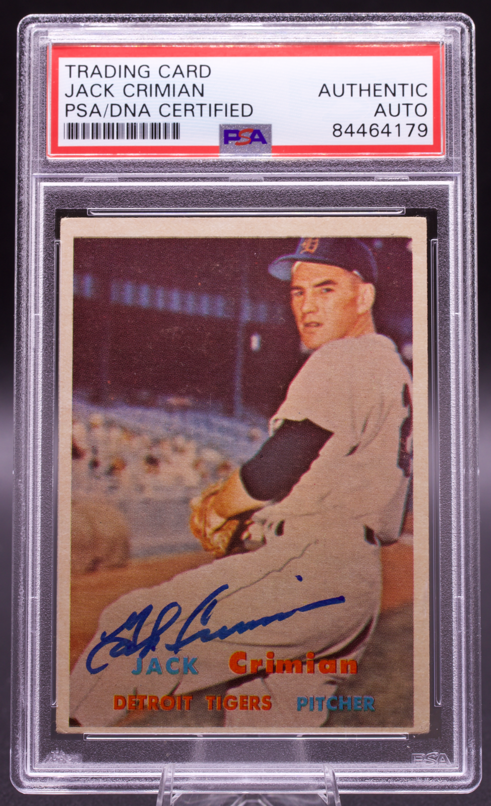 1957 Topps Jack Crimian #297 PSA Authentic Auto Signed Detroit Tigers Vintage
