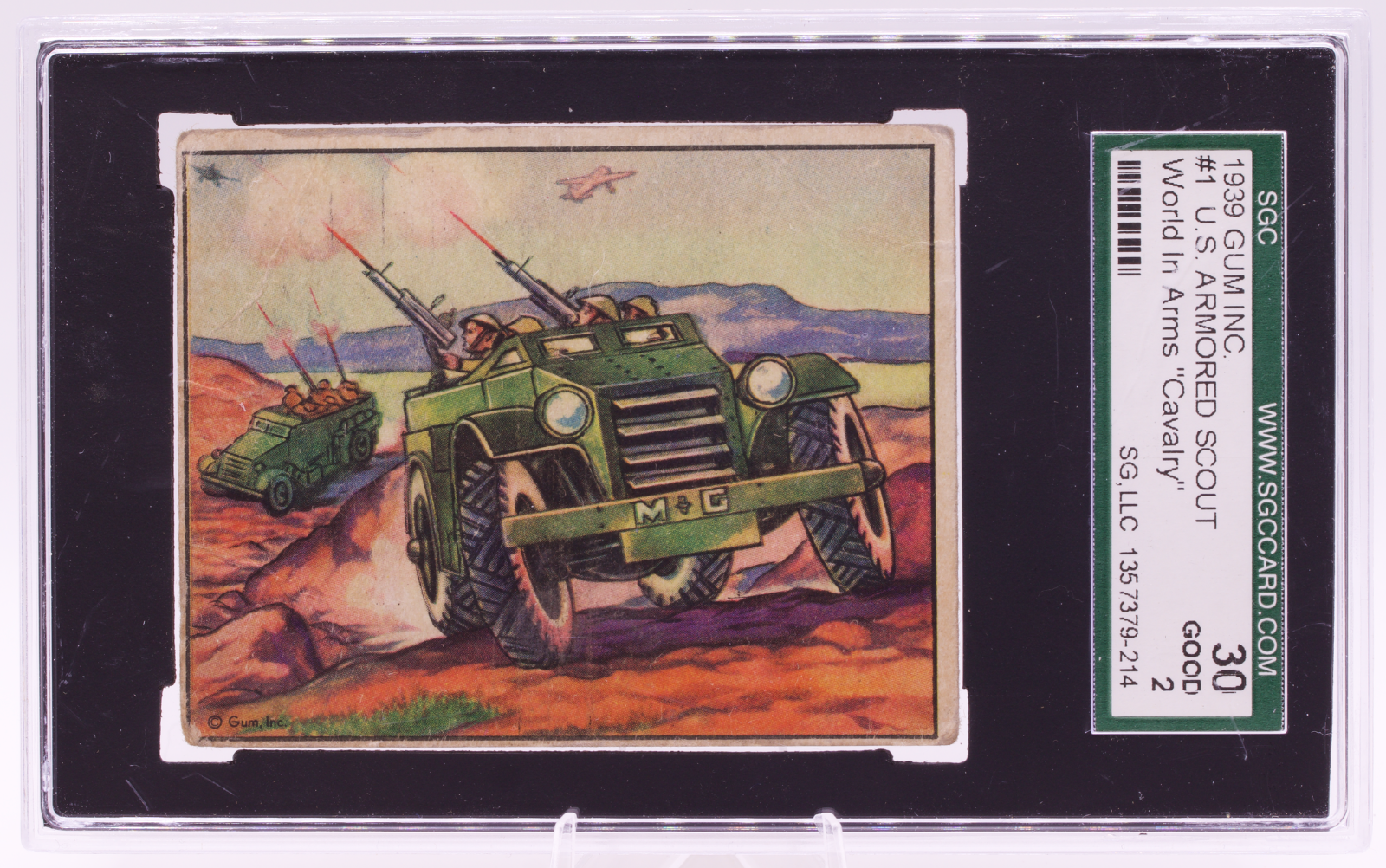 1939 Gum Inc World In Arms #1 US Armored Scout Car SGC 2 Good Iron Cavalry WW2