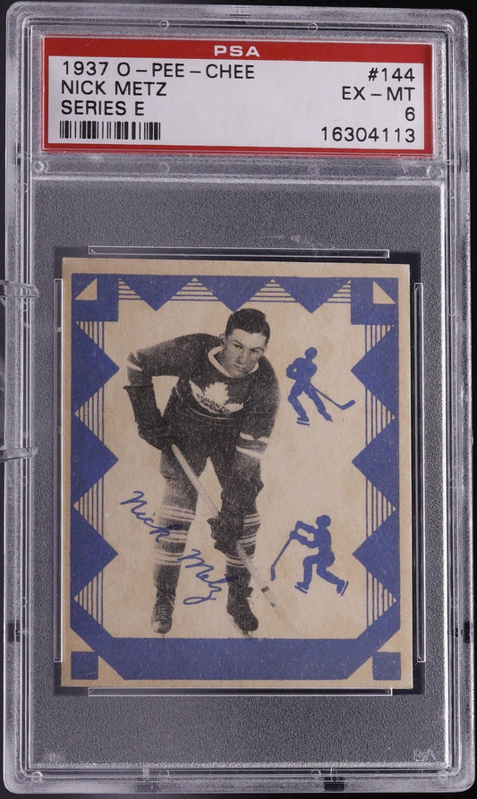 1937 O-Pee-Chee #144 Nick Metz PSA 6 EX-MT Series E Vintage Leafs Hockey Card
