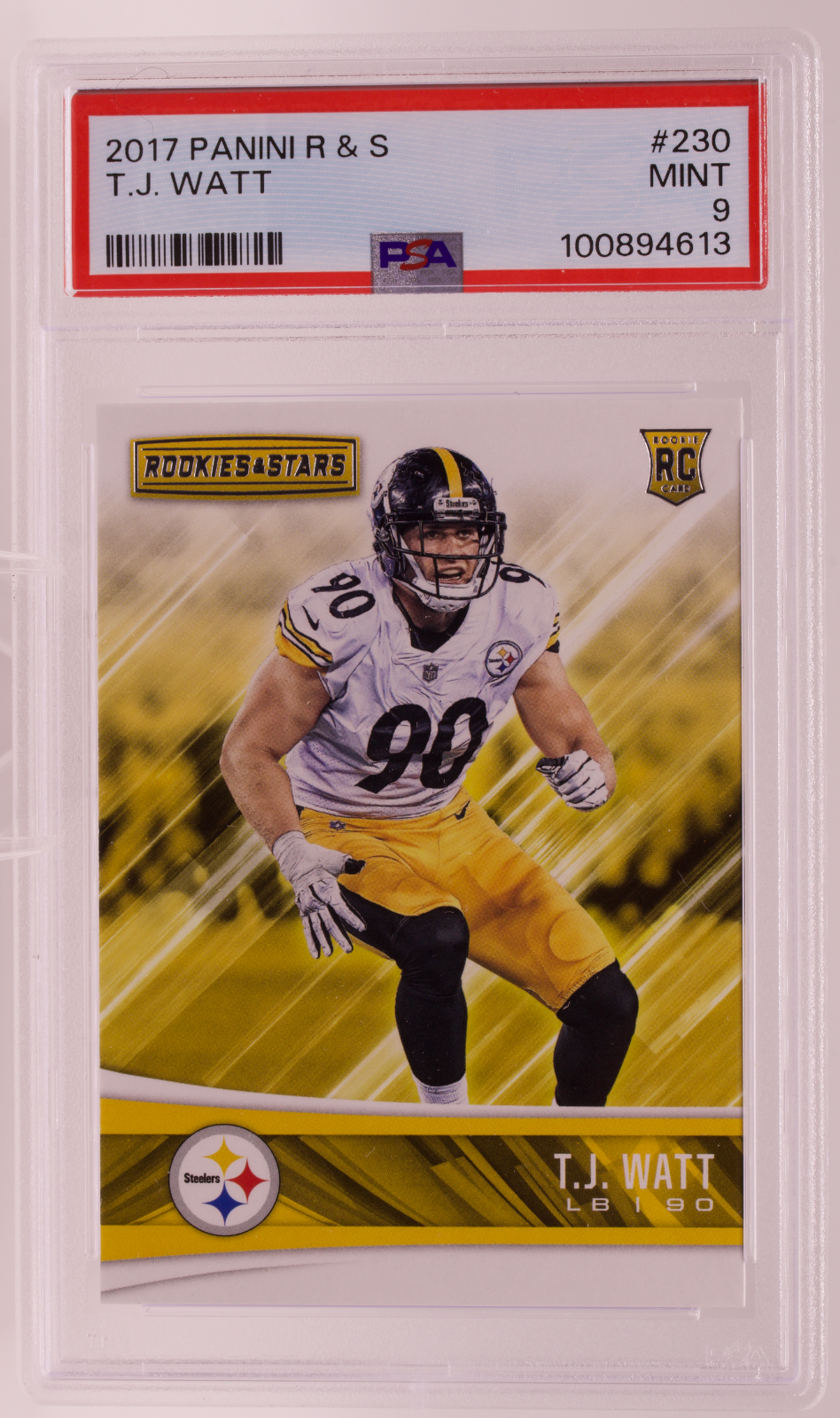 2017 Panini Rookies & Stars T.J. Watt RC #230 PSA 9 MINT Pittsburgh Steelers