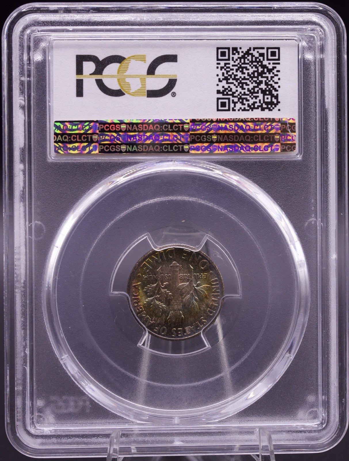 1946-S Roosevelt Dime PCGS MS67+ FB Full Bands Rainbow Toned 10C Silver Coin