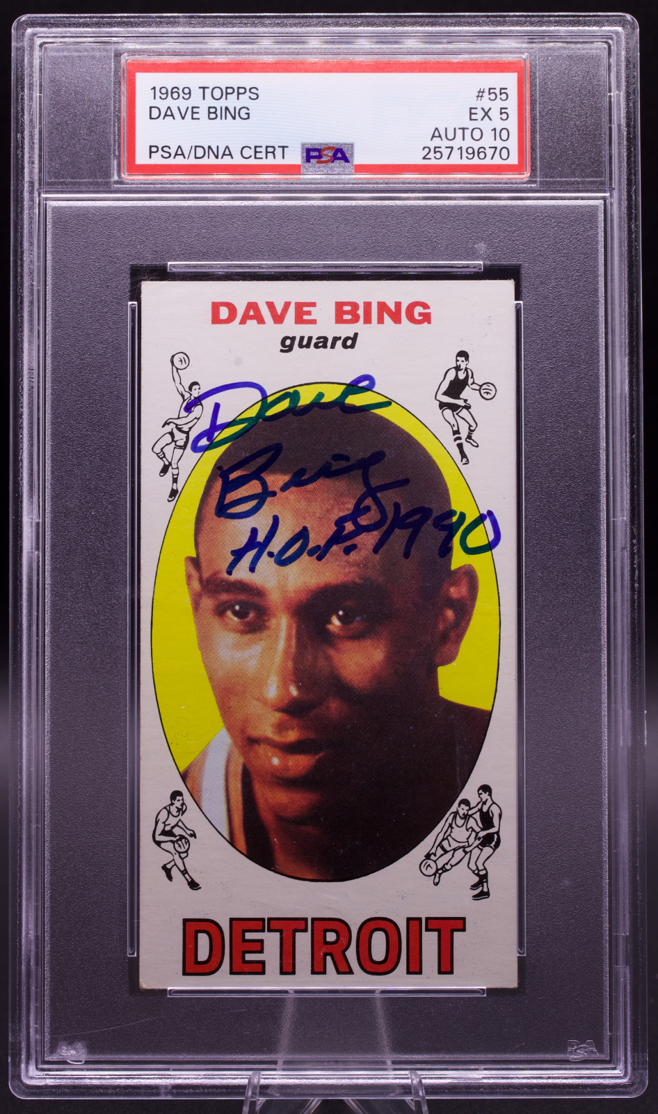 1969 Topps Dave Bing #55 PSA 5 AUTO 10 Signed Inscribed Pistons Tallboy HOF