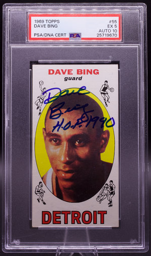 1969 Topps Dave Bing #55 PSA 5 AUTO 10 Signed Inscribed Pistons Tallboy HOF