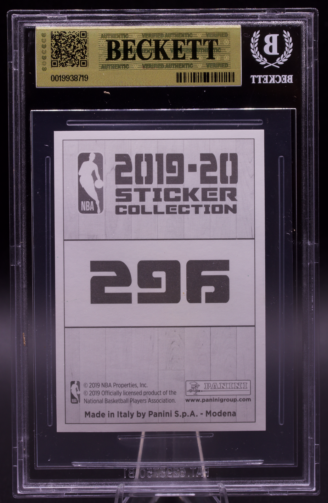 2019-20 Panini European Sticker LeBron James #296 Beckett BGS 9.5 Gem Mint