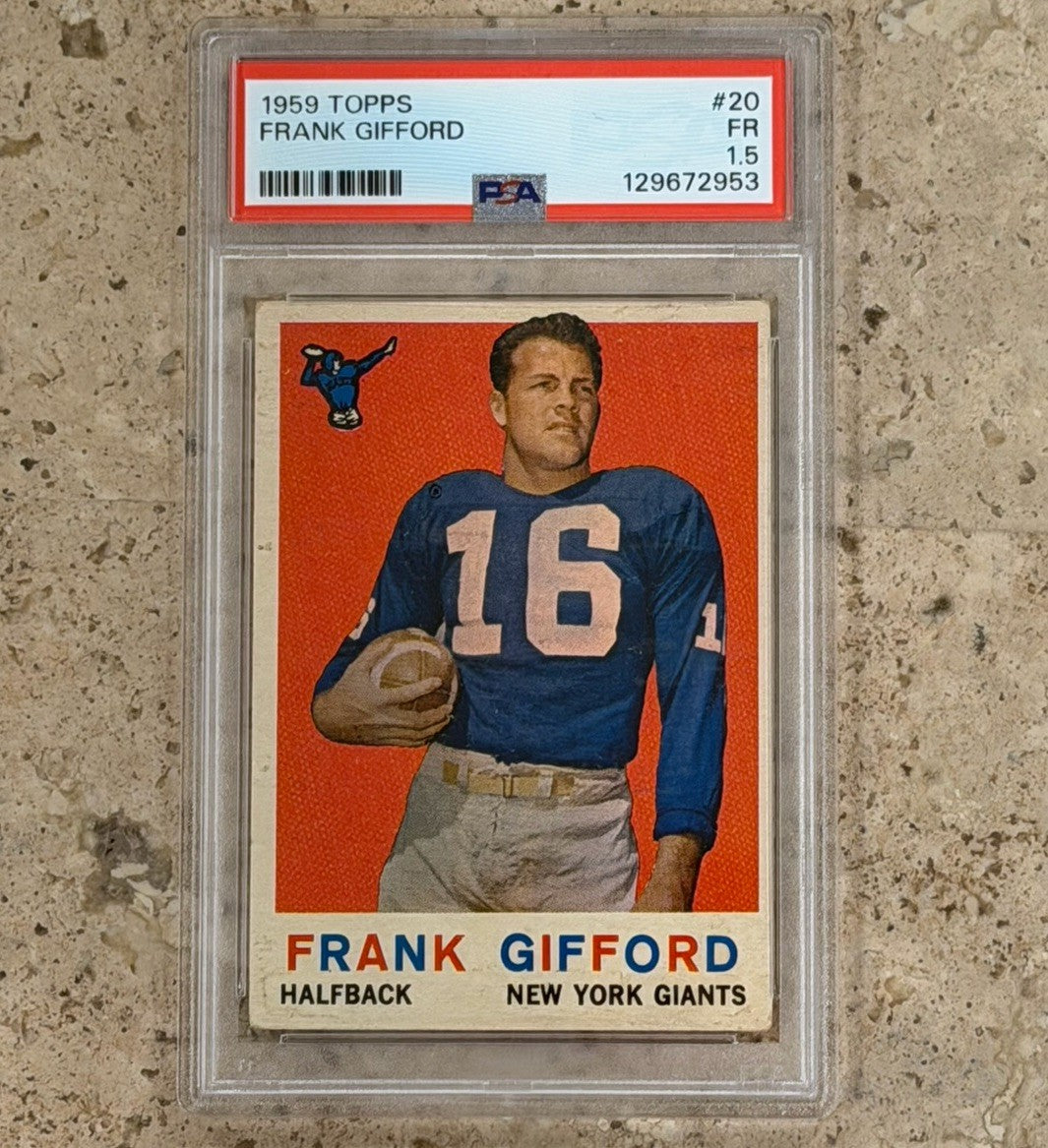 1959 Topps Frank Gifford #20 PSA 1.5 FR New York Giants HOF Vintage Football
