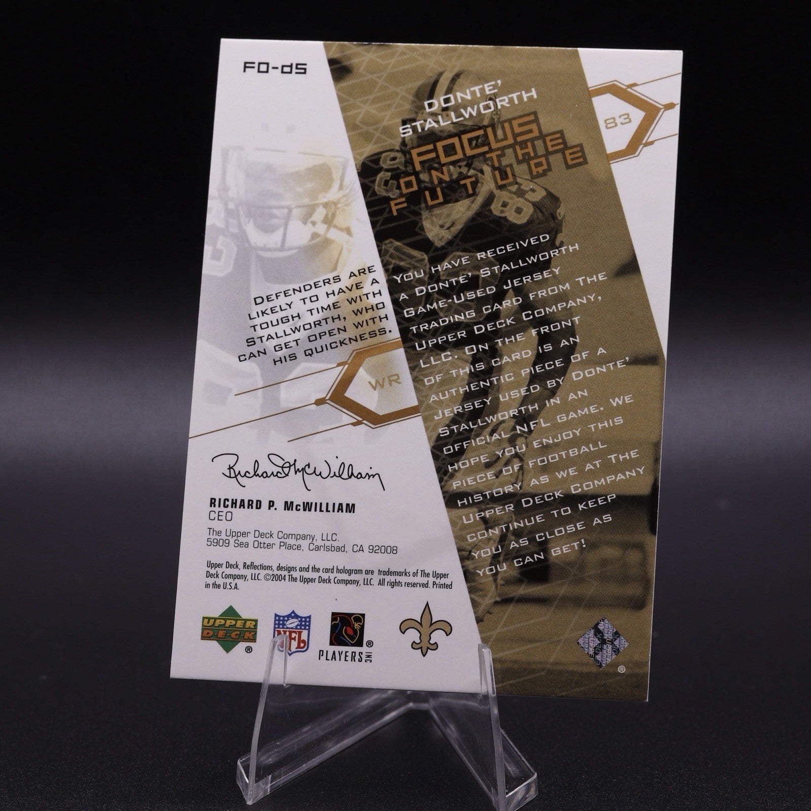 2004 Upper Deck Reflections Donte Stallworth Game-Used Jersey Saints  - FOTF