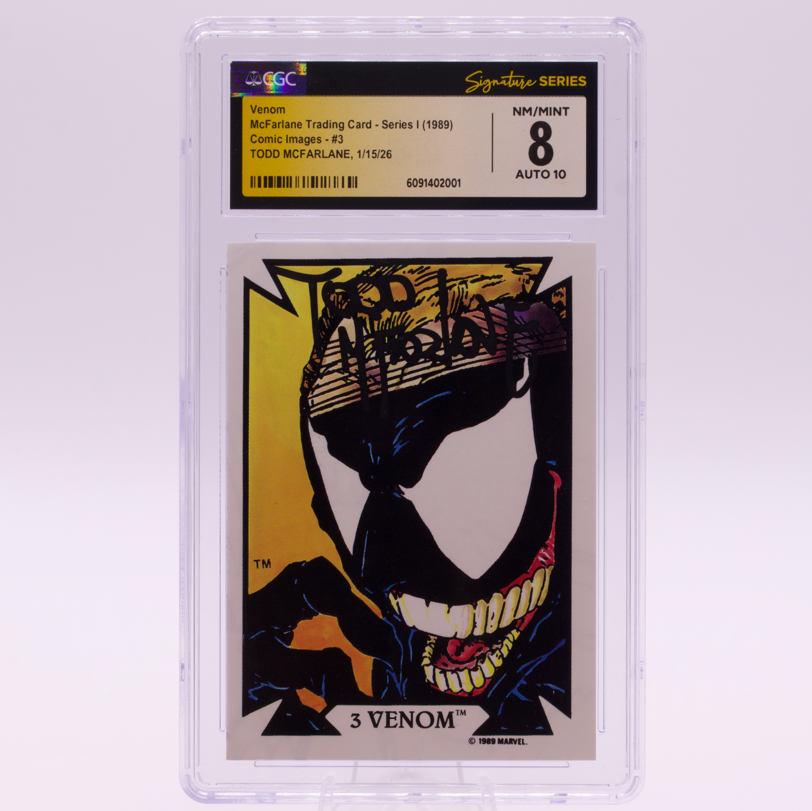 1989 McFarlane Comic Images Venom #3 CGC 8 AUTO 10 Signed by Todd McFarlane