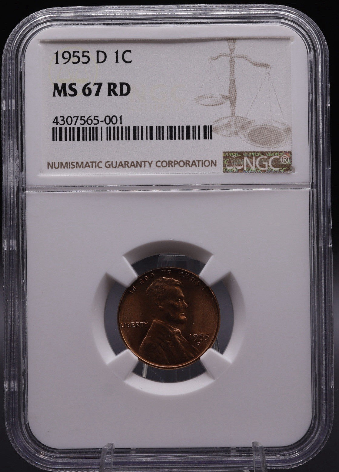 1955-D Lincoln Wheat Cent MS67 RD NGC