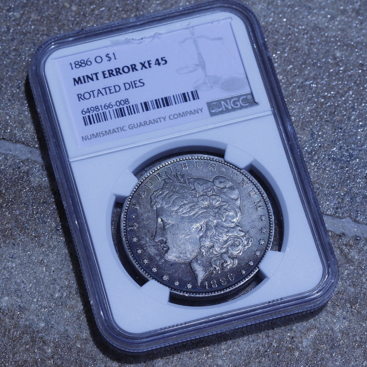 1886-O Morgan Silver Dollar NGC XF45 Mint Error Rotated Dies Rare Die Alignment