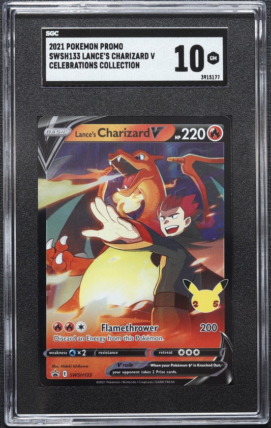 2021 Pokemon SWSH Black Star Promo Lance's Charizard V 10 GEM MINT SWSH133