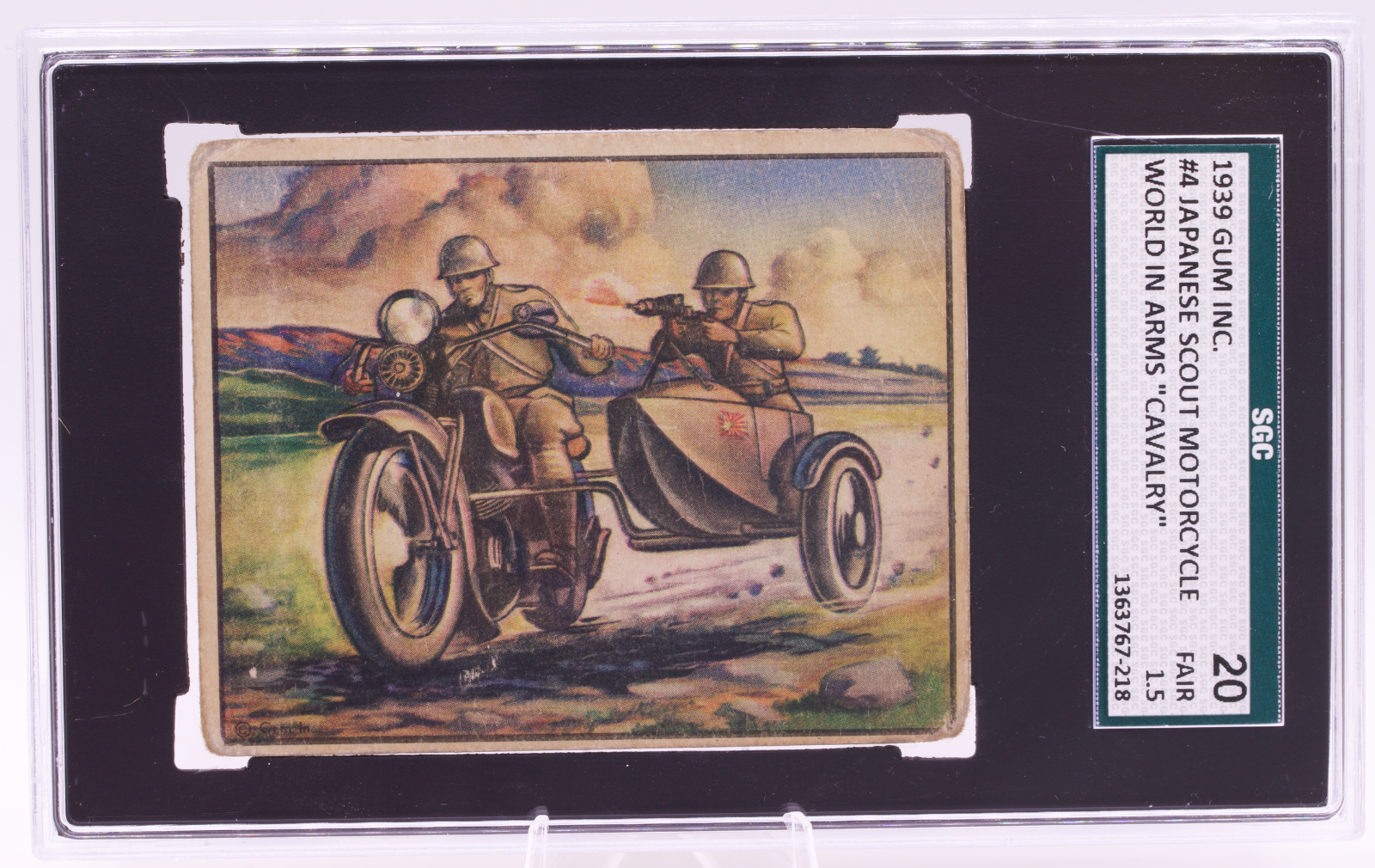 1939 Gum Inc World In Arms #4 Japanese Scout Motorcycle SGC 1.5 Fair WWII Card