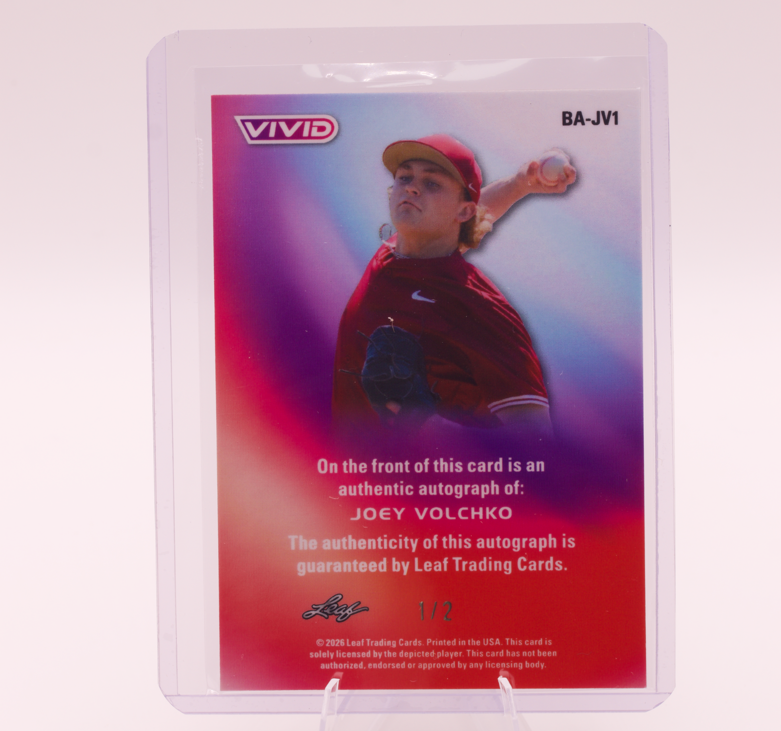 2026 Leaf Vivid Joey Volchko Auto 1/2 BA-JV1 White Sox Georgia Stanford RHP
