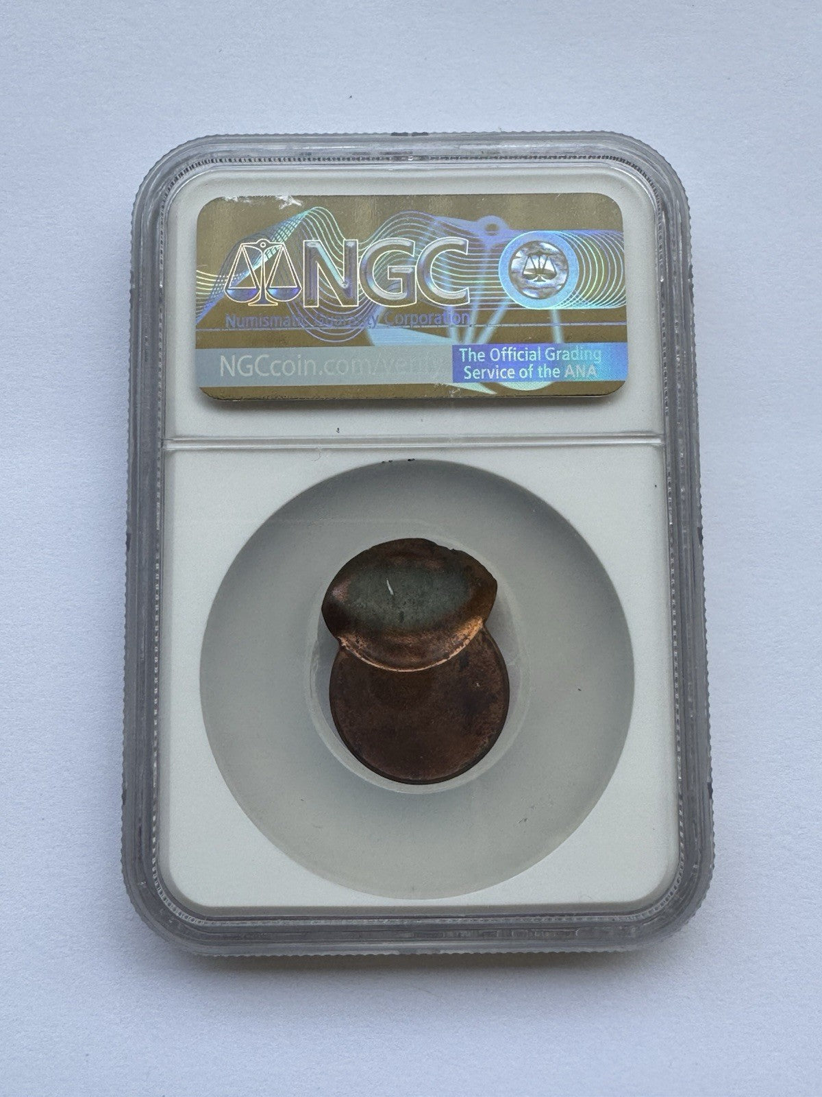 1984 Lincoln Cent – Mint Error: 60% Off-Center  Uniface Reverse – NGC MS63