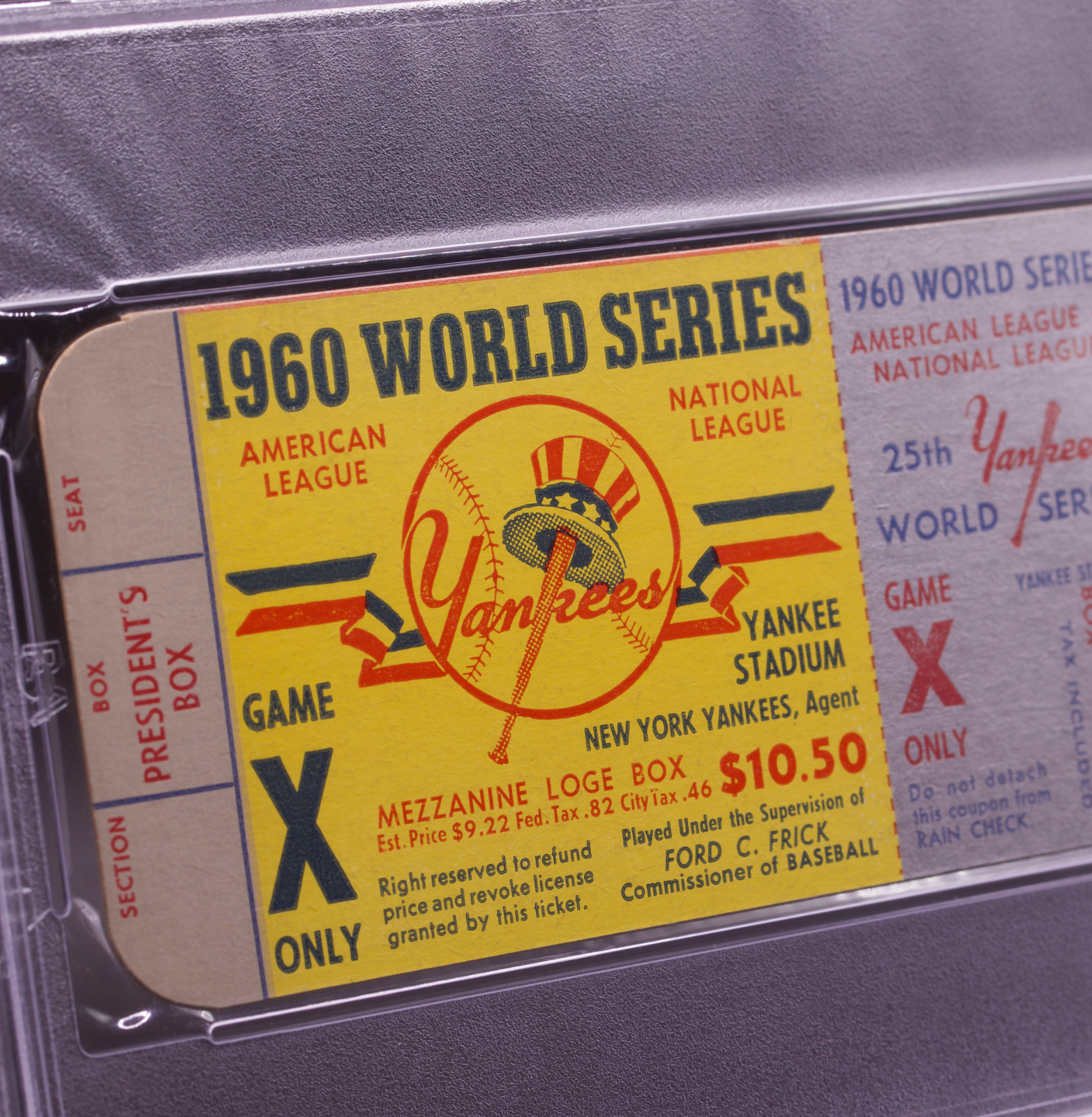 1960 World Series Game 7 Phantom Ticket PSA 7 NM Yankees • POP 1 - None Higher !