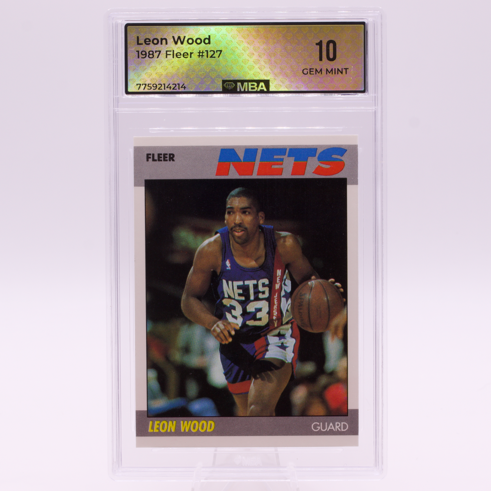 1987 Fleer Leon Wood #127 MBA 10 GEM MINT New Jersey Nets