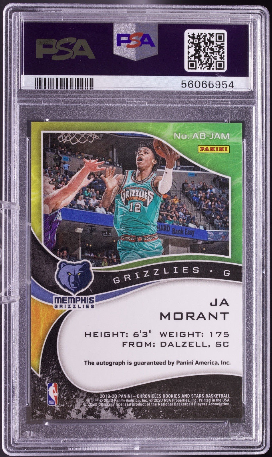 2019-20 Panini Chronicles Rookies & Stars Airborne Ja Morant RC Auto /99 PSA 10