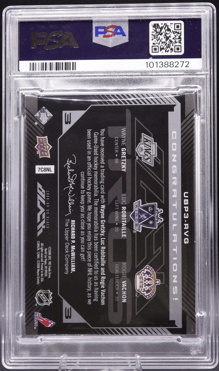 2008 UD Black Gretzky Robitaille Vachon Triple Game-Used Jerseys /50 PSA 7 Pop 1