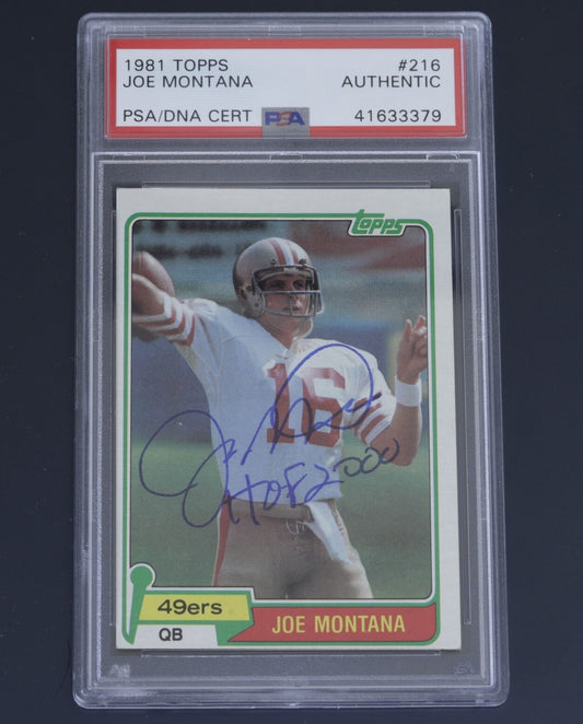 1981 Topps Joe Montana Rookie #216 PSA Authentic PSA/DNA Auto HOF 2000