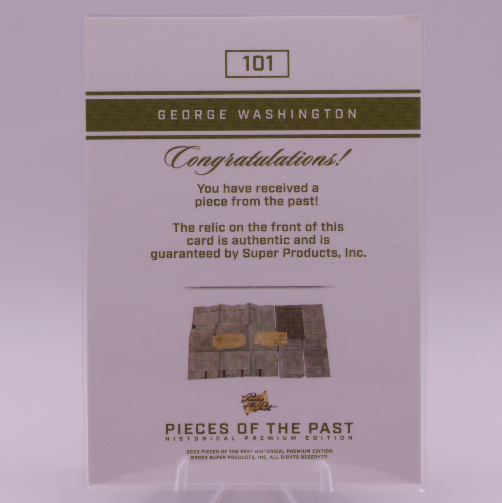 George Washington Authentic Relic Card Pieces of the Past #101 1st President US