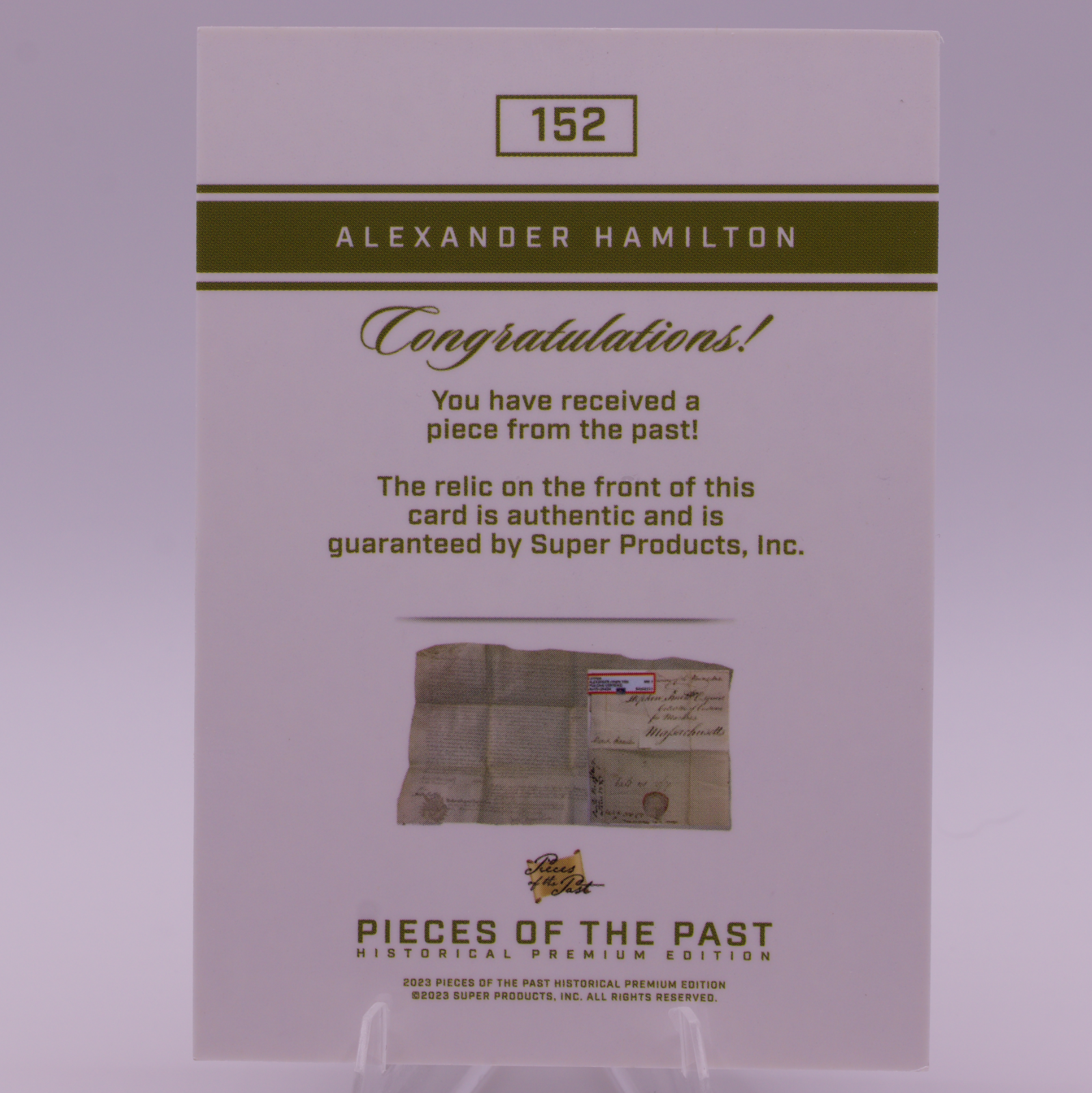 2023 Pieces of the Past Alexander Hamilton Relic Card #152 /10