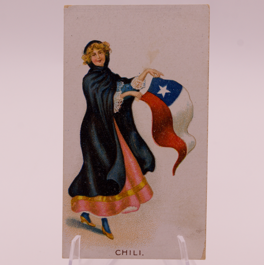 1908 Wills Flag Girls of All Nations #18 CHILI Capstan Navy Cut Tobacco Card