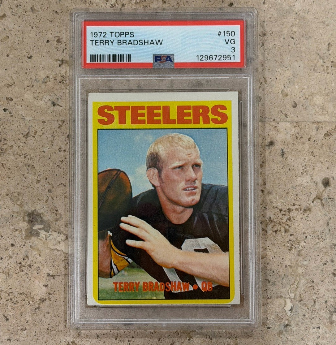1972 Topps Football Terry Bradshaw #150 Steelers QB PSA 3 VG Graded HOF Vintage