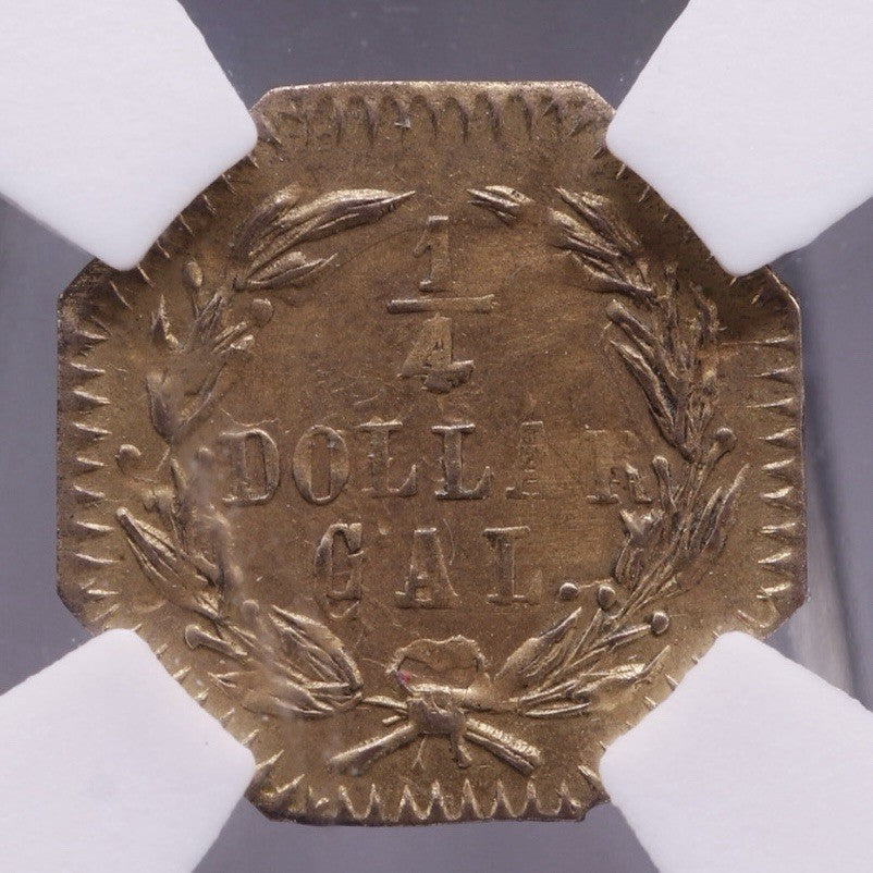 1876 Octagonal Gold Quarter Dollar BG-780 NGC MS64 Octagonal Liberty Cali Gold