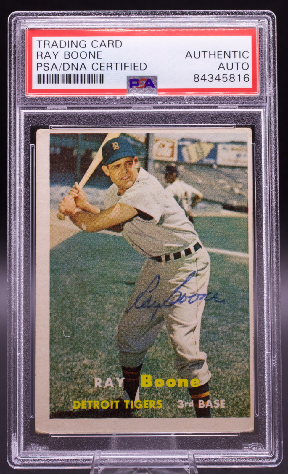 1957 Topps Ray Boone #102 PSA Authentic Auto Signed Detroit Tigers Vintage