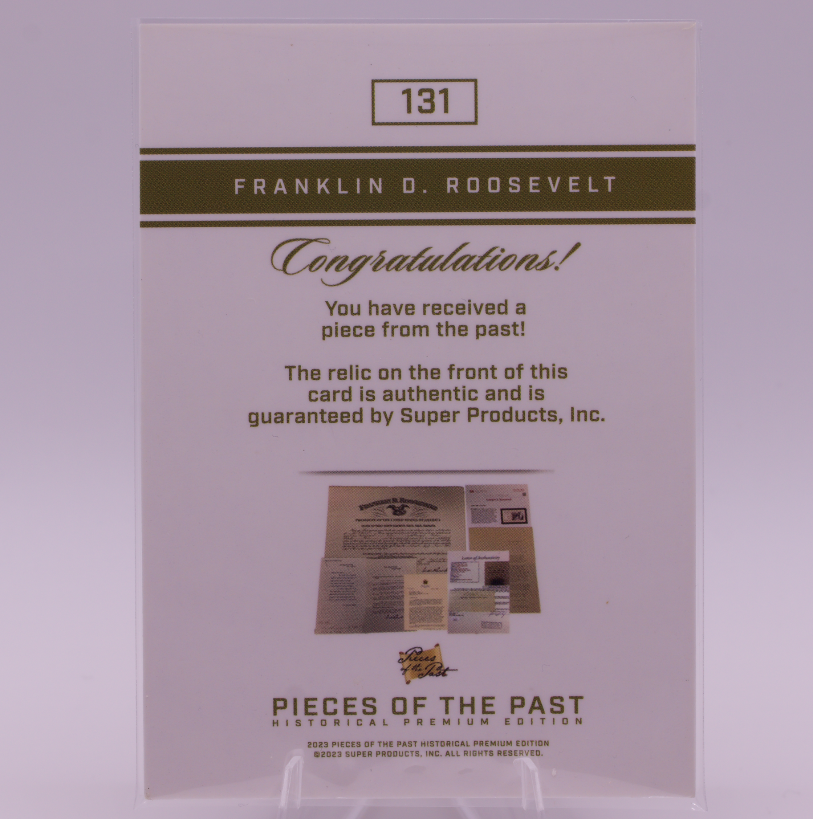 Franklin D Roosevelt Authentic Relic Card Pieces of the Past #131 FDR President